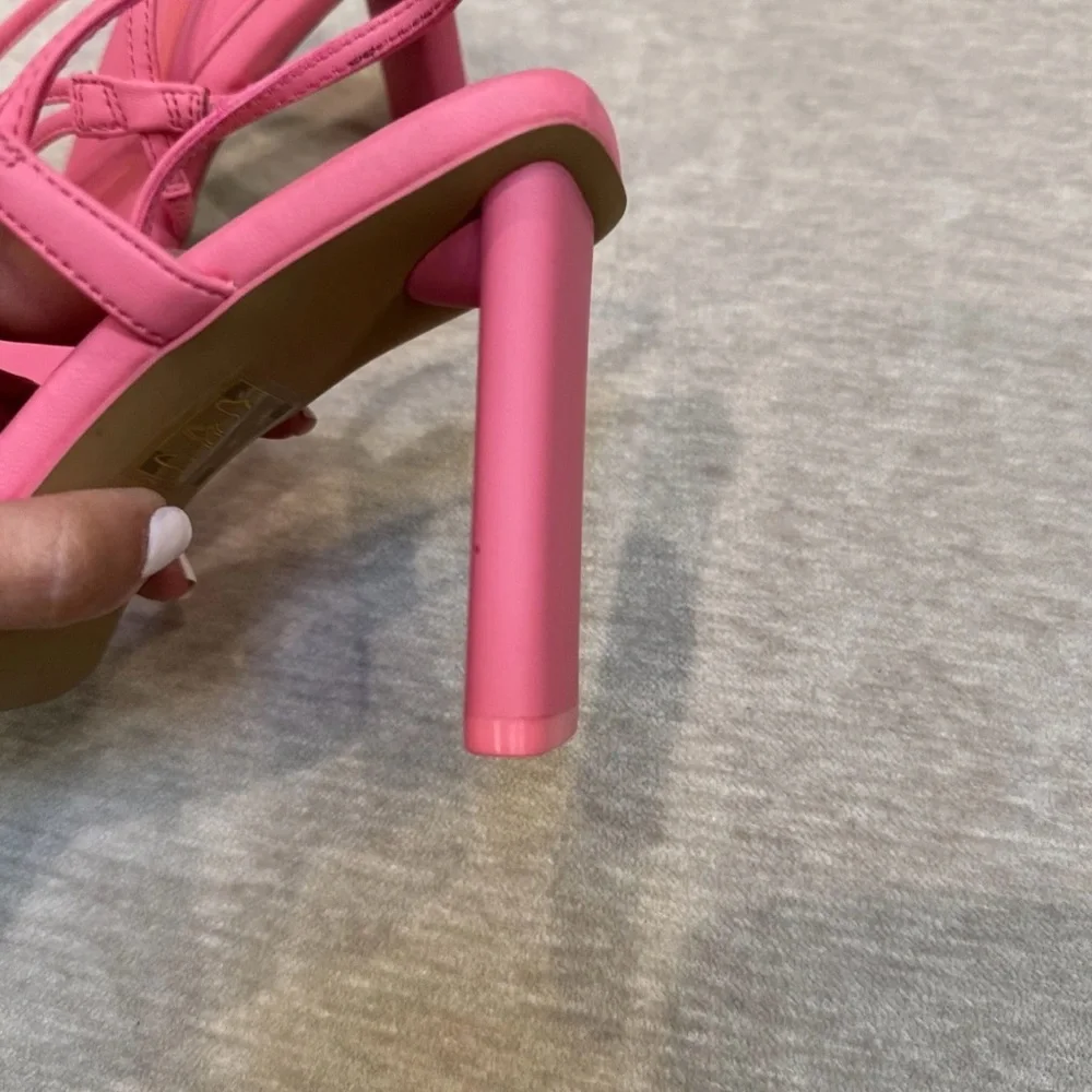 Aldo Pink Strappy Heels Block Heel Sandals Size 6 New - Picture 5 of 8